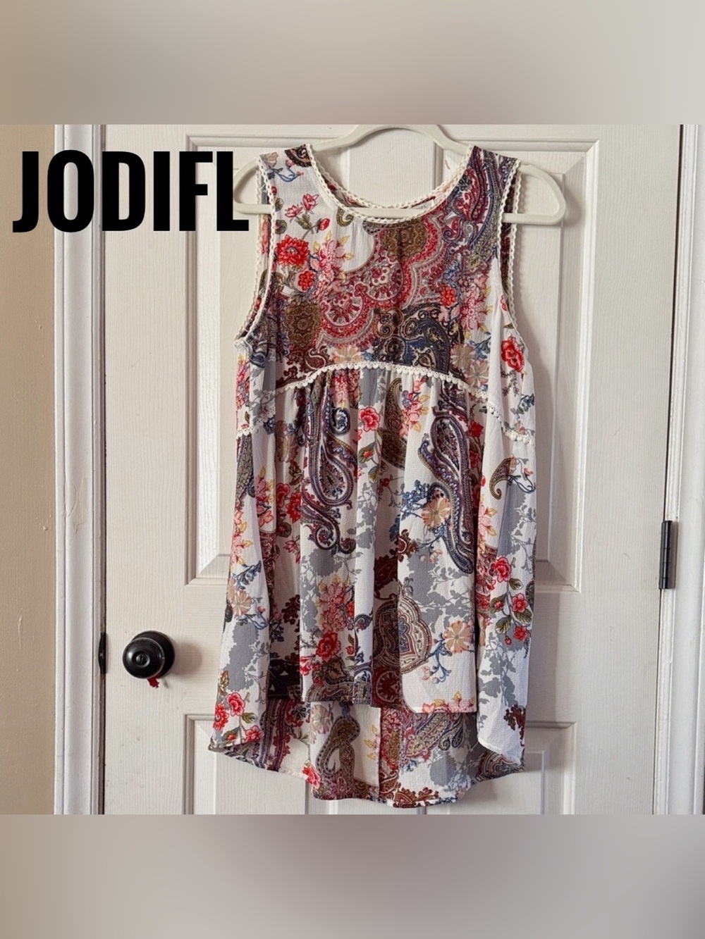 * JODIFL Red and Yellow Floral Top Sz M